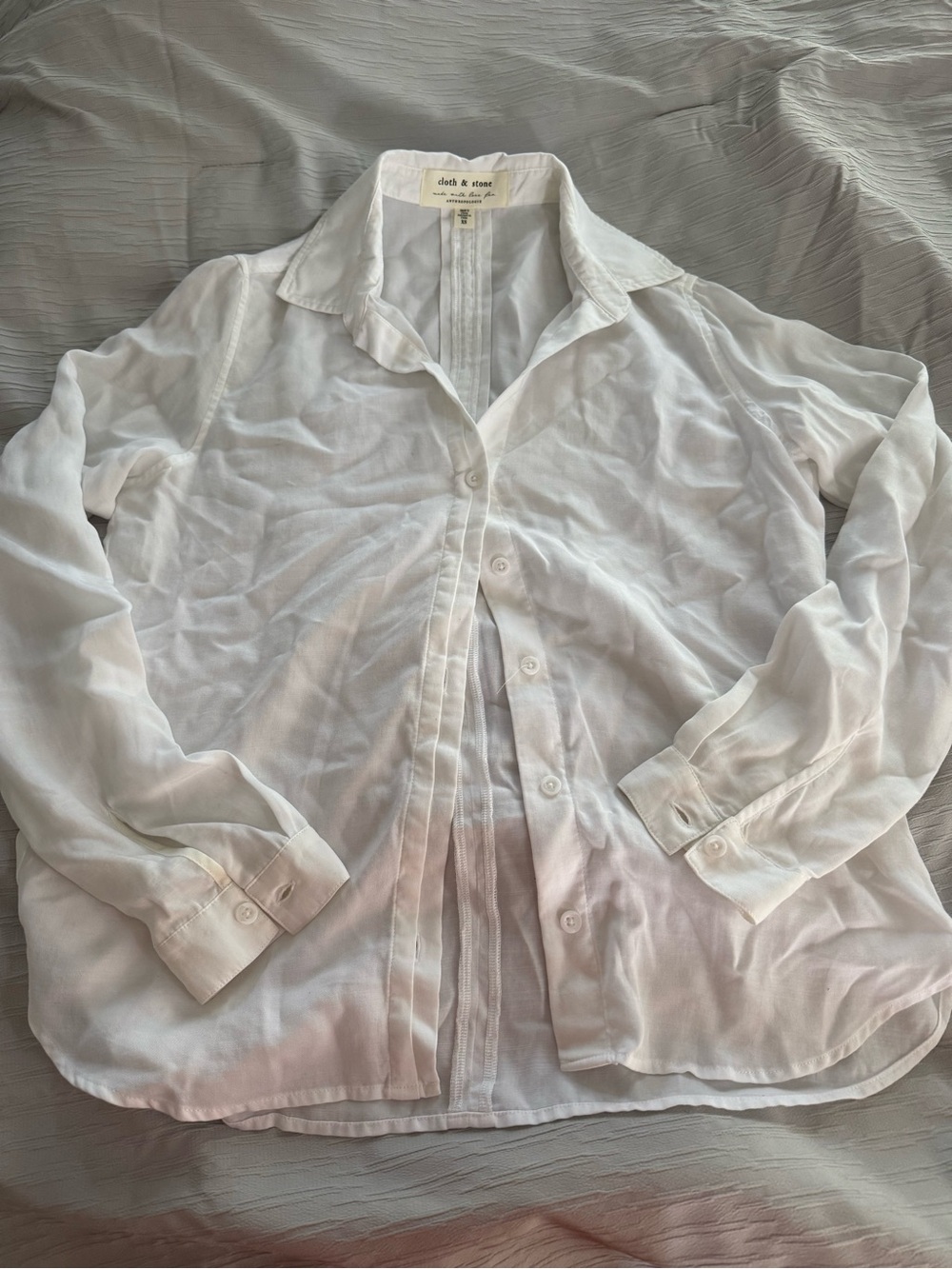 Anthropologie White Sheer Button-Up Dress Shirt